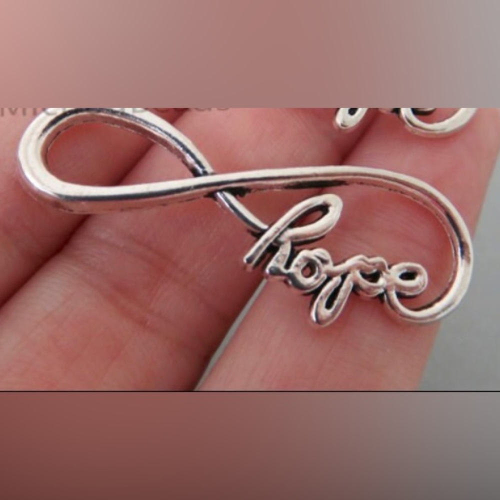 5 PCS Antiqued Silver Hope Infinity Sideways Charm Connector Links